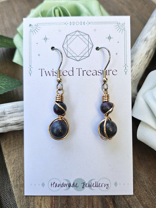 Bronze 'Alchemy' Earrings - Ruby Kyanite