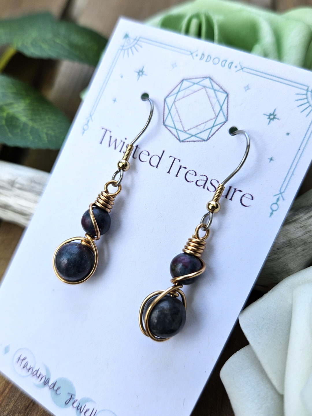 Bronze 'Alchemy' Earrings - Ruby Kyanite