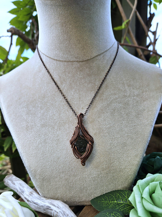 Moldavite and Copper Necklace