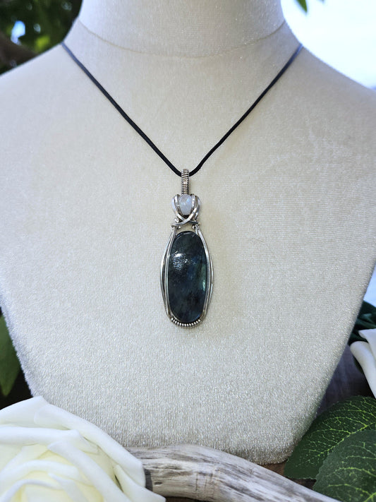 Labradorite, Moonstone and Silver Necklace