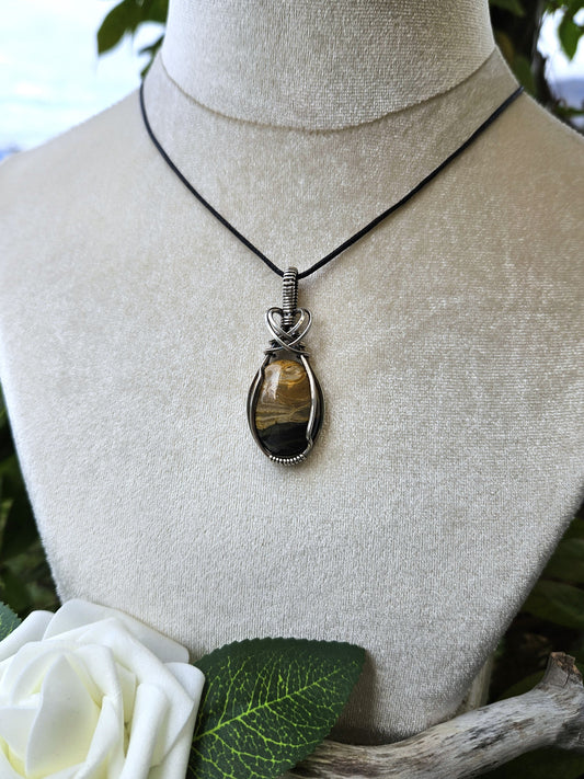 Bumblebee Jasper and Silver Necklace