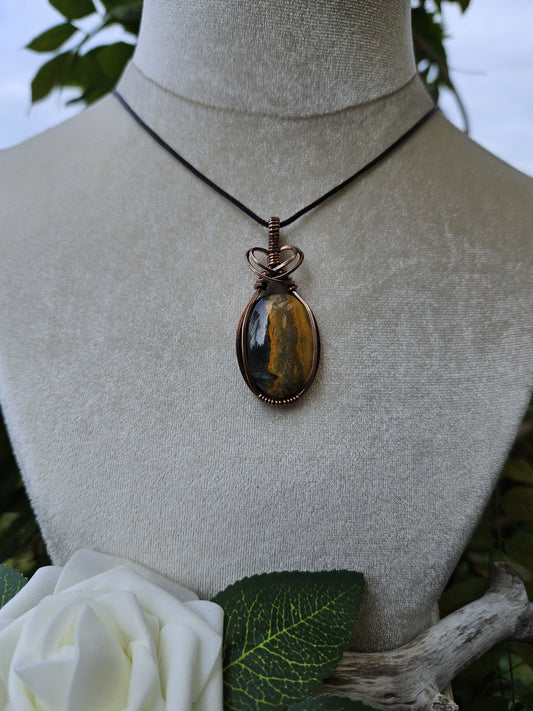 Bumblebee Jasper and Copper Necklace