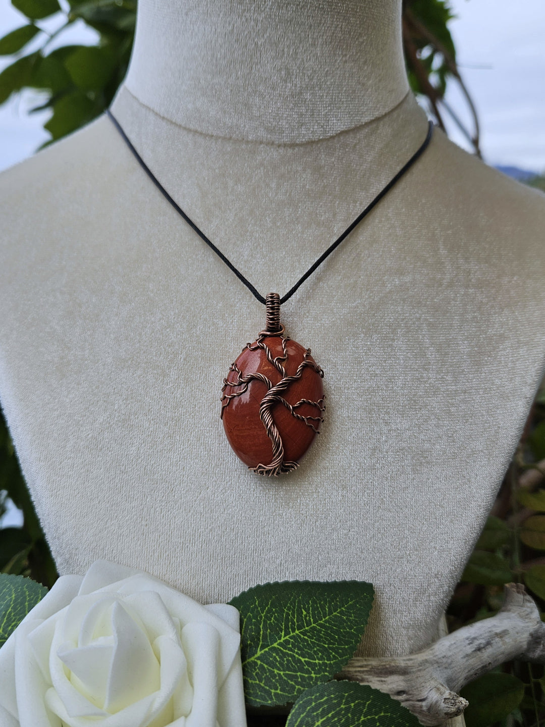 Red Jasper and Copper Tree of Life Necklace