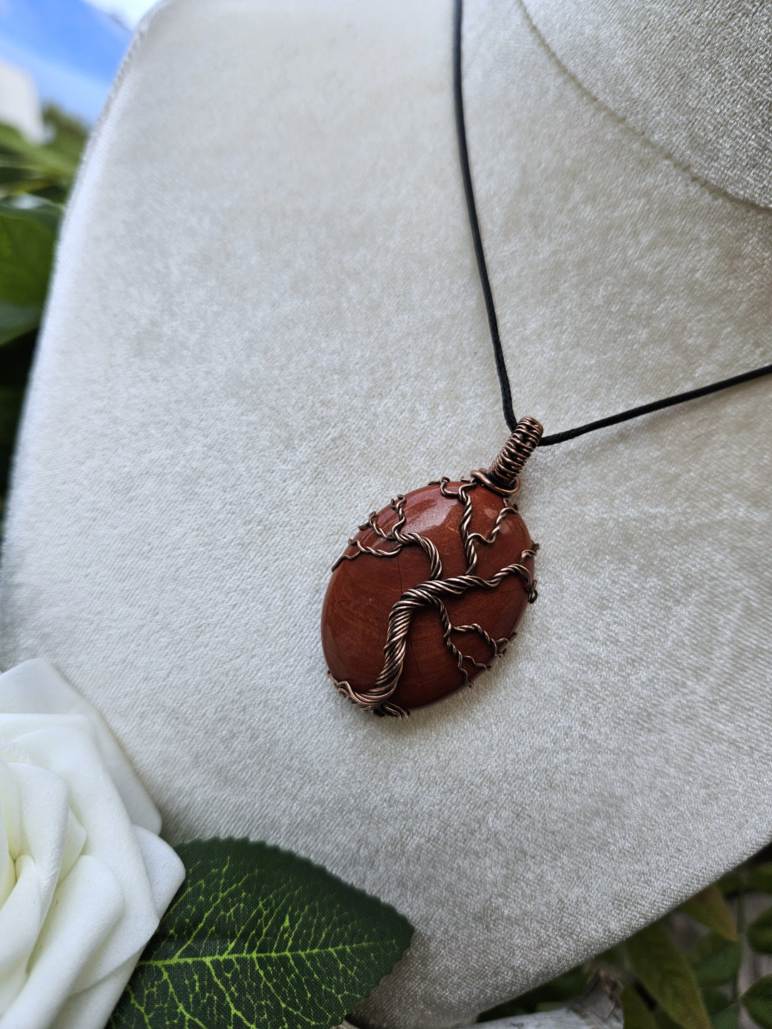 Red Jasper and Copper Tree of Life Necklace