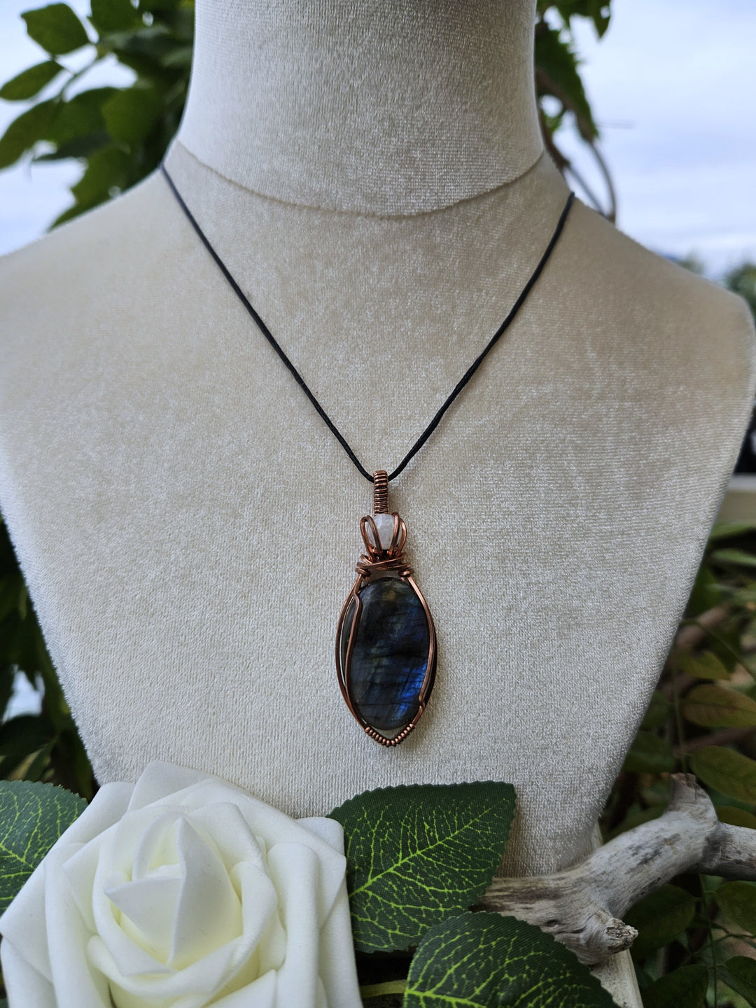 Labradorite, Moonstone and Copper Necklace