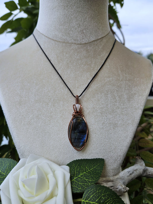 Labradorite, Moonstone and Copper Necklace
