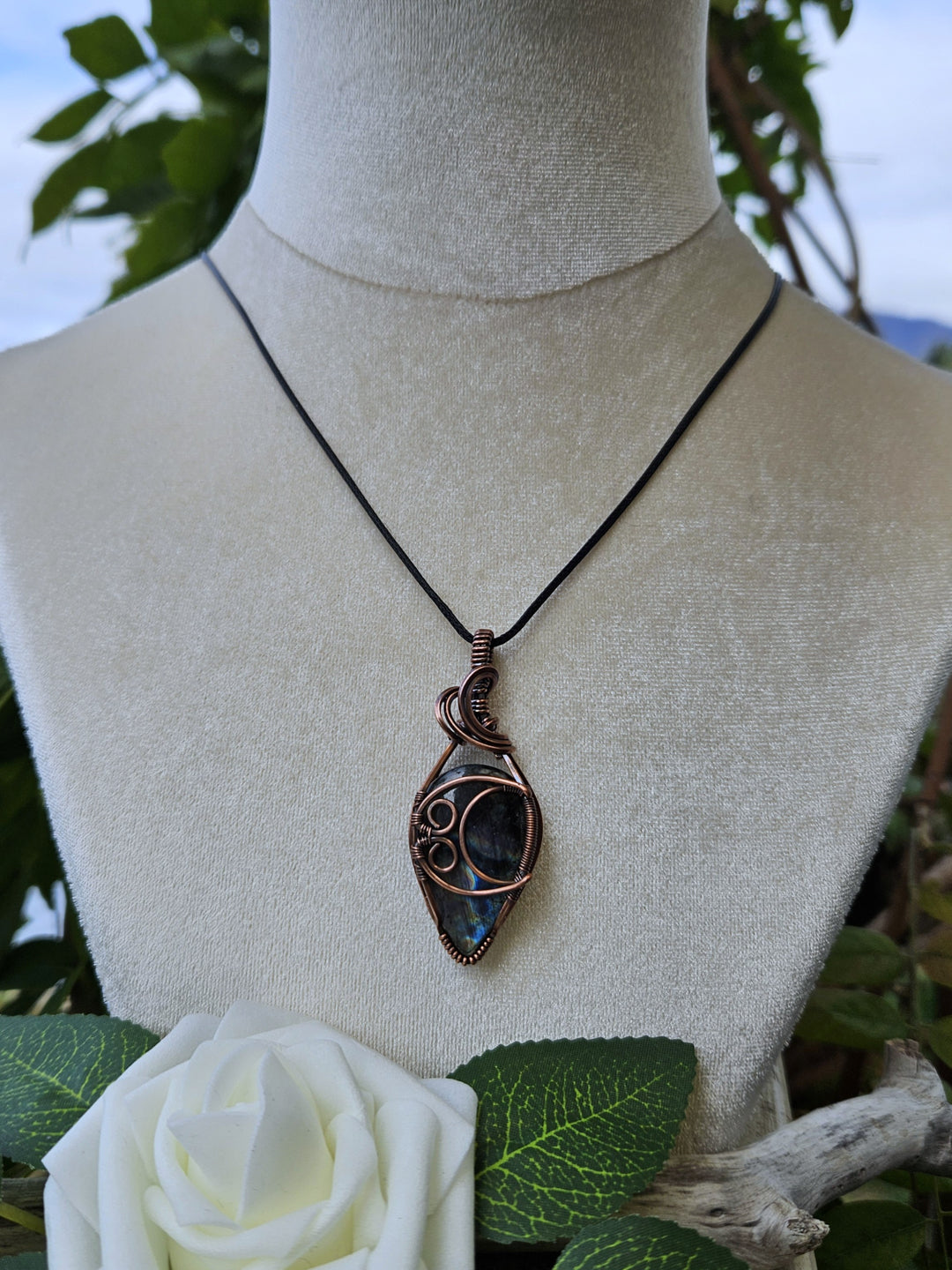 Labradorite and Copper Moon Necklace