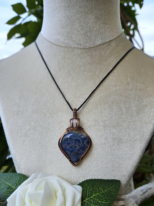 Dumortierite, Moonstone and Copper Necklace