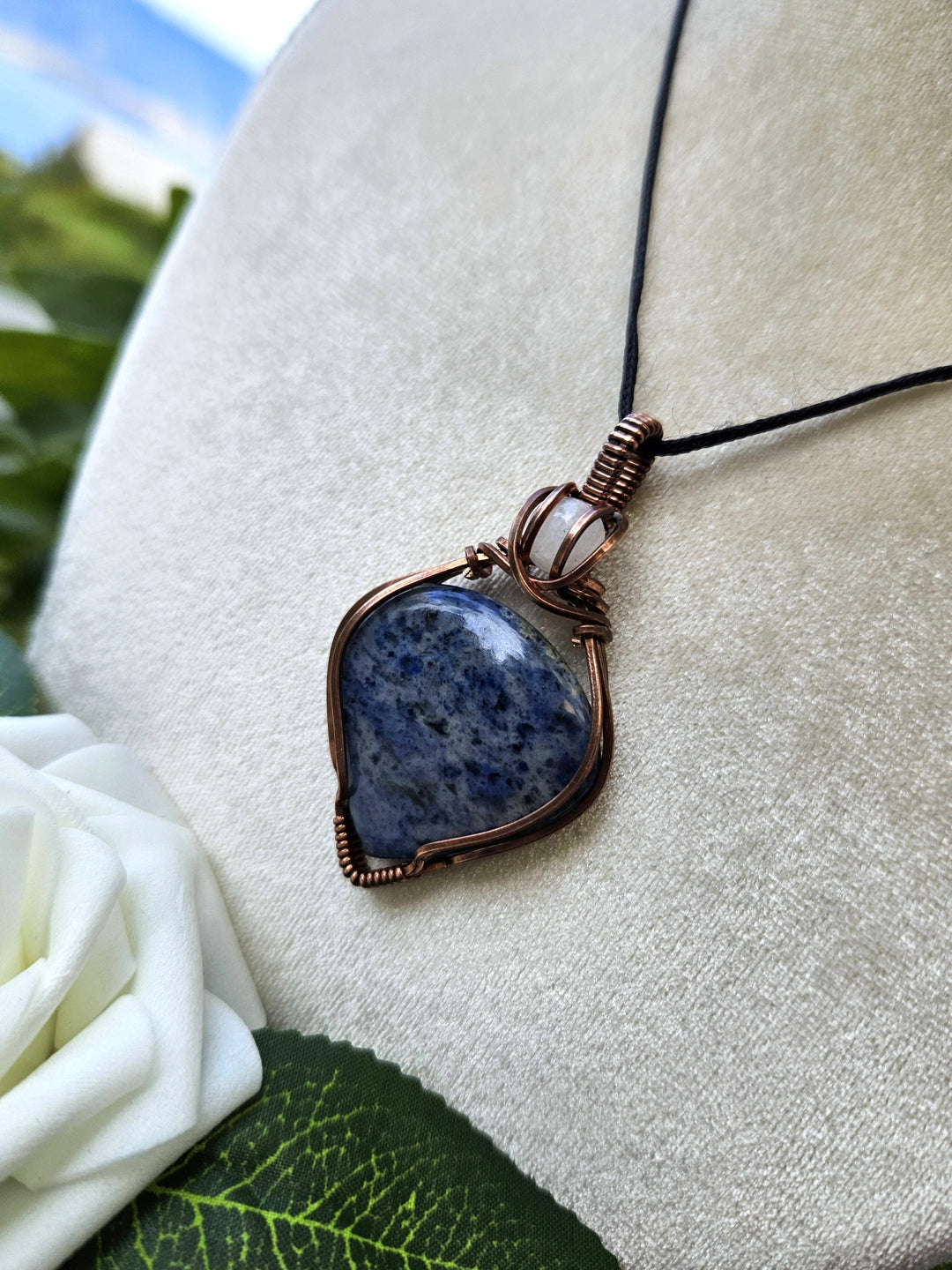 Dumortierite, Moonstone and Copper Necklace