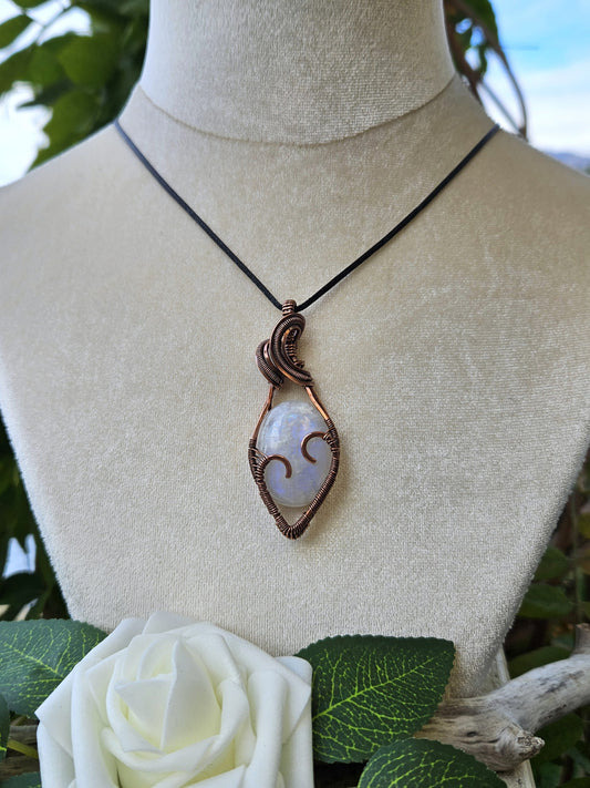 Moonstone and Copper Heart Necklace