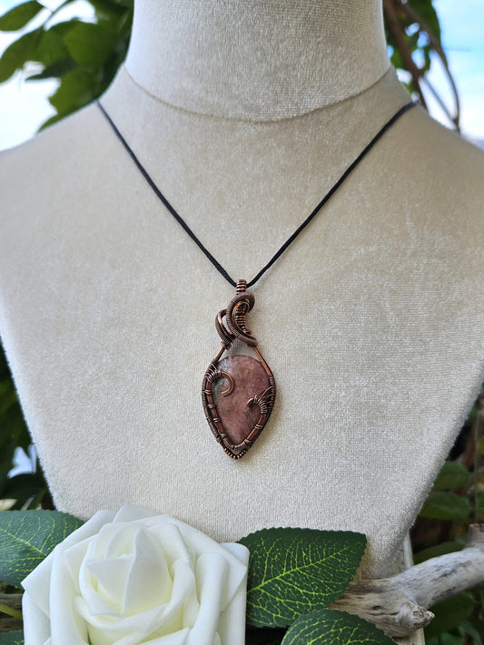 Rhodonite and Copper Heart Necklace