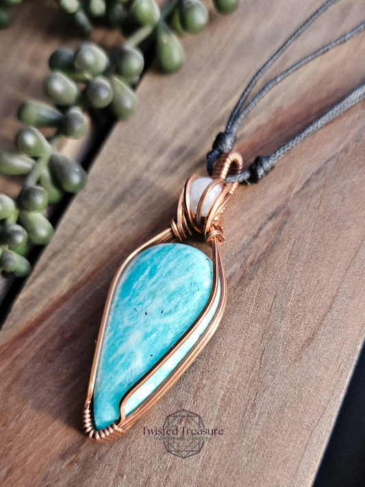 Amazonite, Moonstone and Copper Necklace