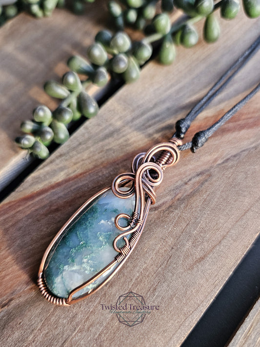 Moss Agate and Copper Necklace