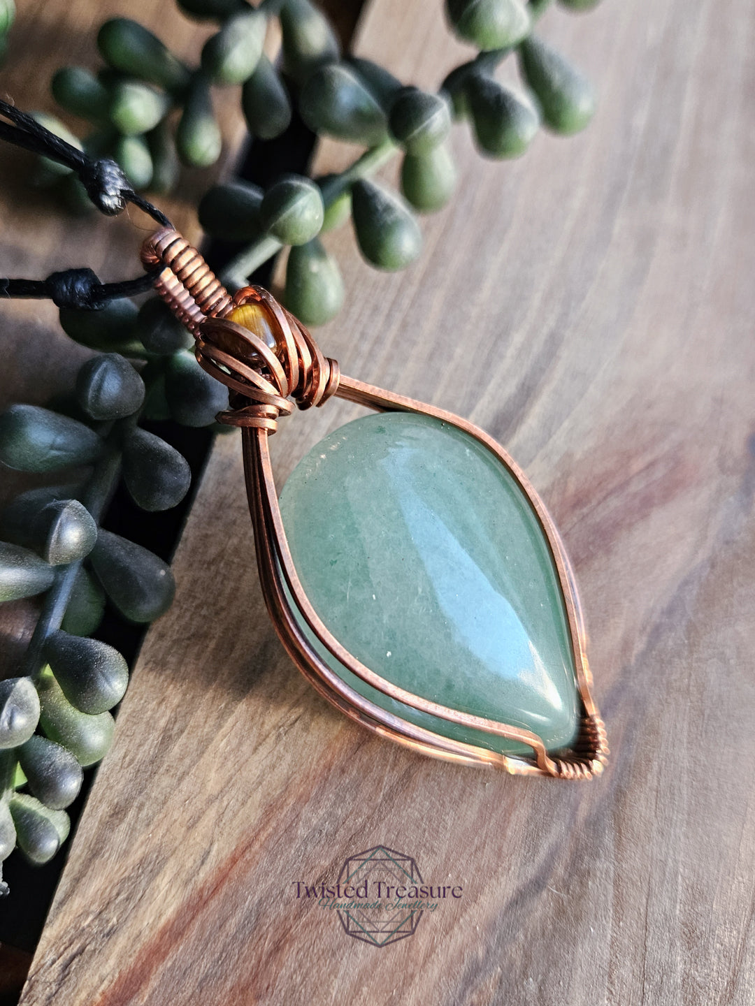 Green Aventurine, Tigers Eye and Copper Necklace