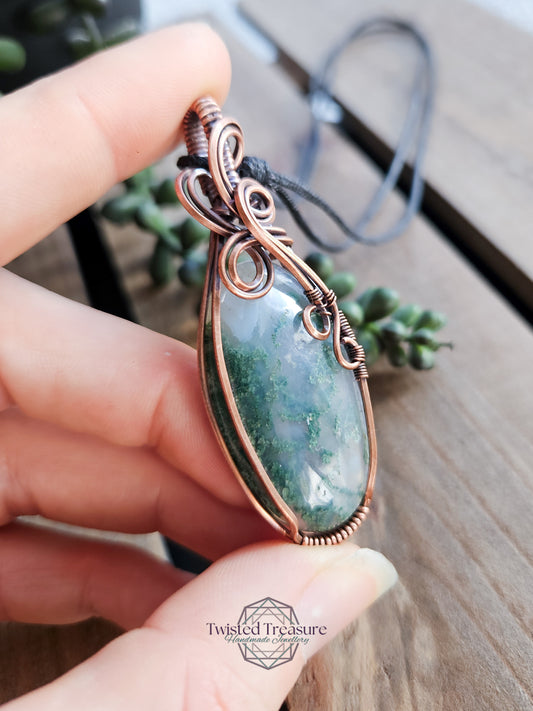 Moss Agate and Copper Necklace