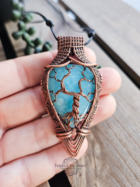 Hemimorphite and Copper Tree of Life Necklace