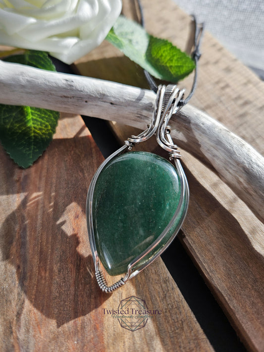 Green Aventurine and Silver Necklace
