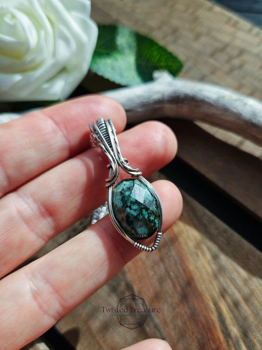 African Turquoise and Silver Necklace