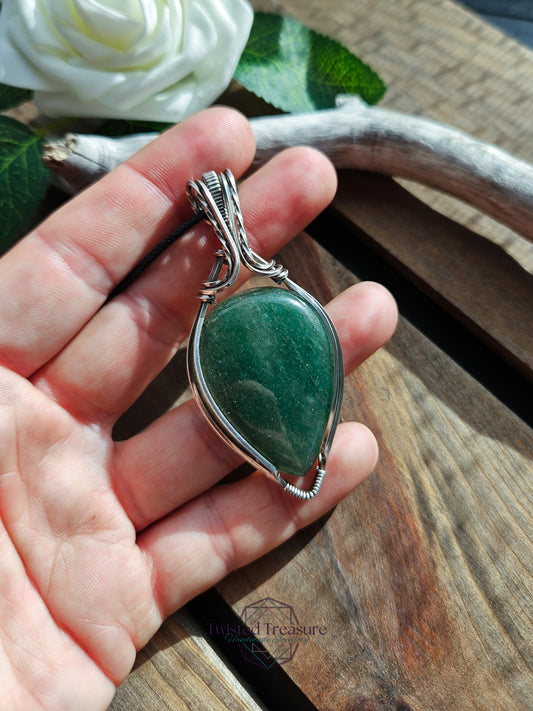 Green Aventurine and Silver Necklace