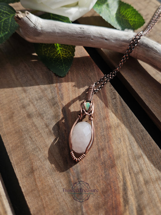 Rose Quartz, Opal and Copper Necklace