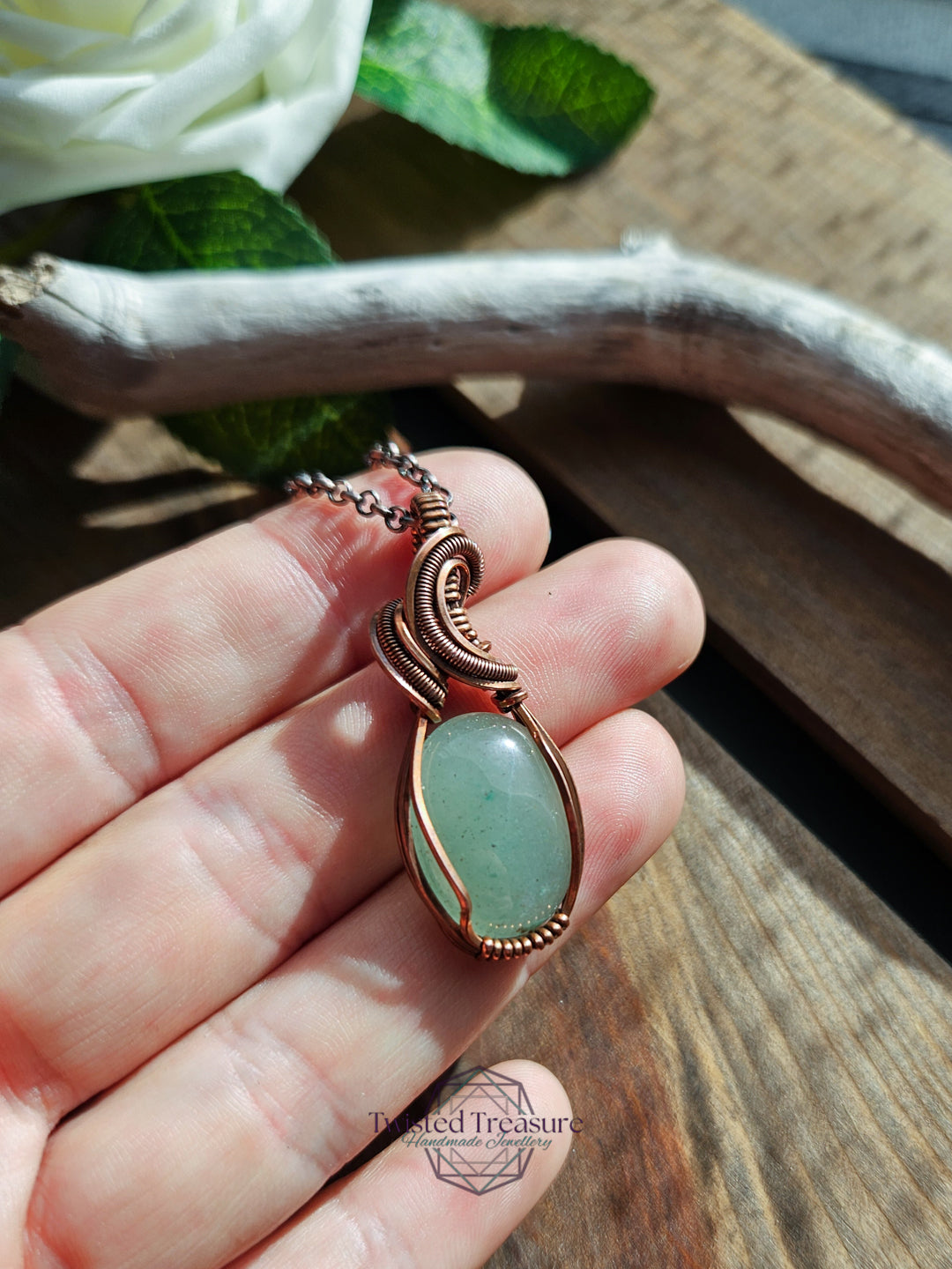 Green Aventurine and Copper Necklace