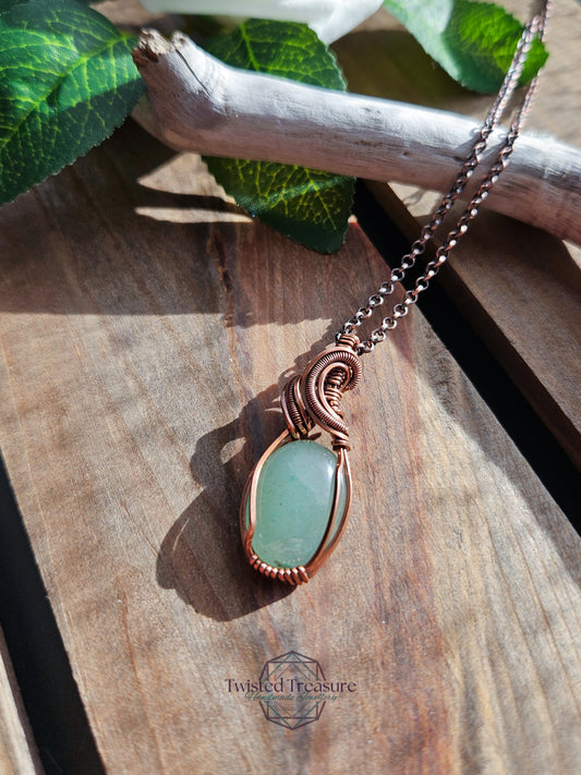 Green Aventurine and Copper Necklace