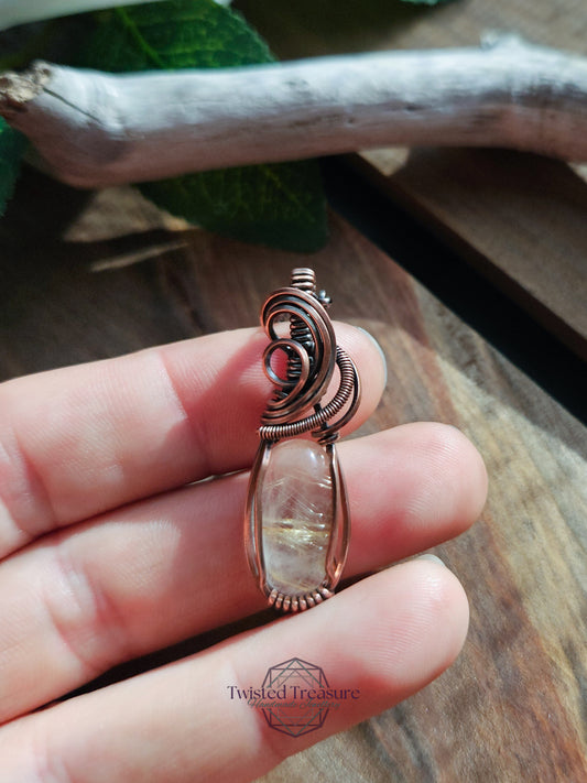 Golden Rutile Quartz and Copper Necklace
