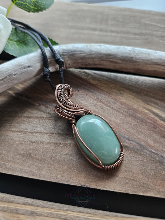 Green Aventurine and Copper Necklace