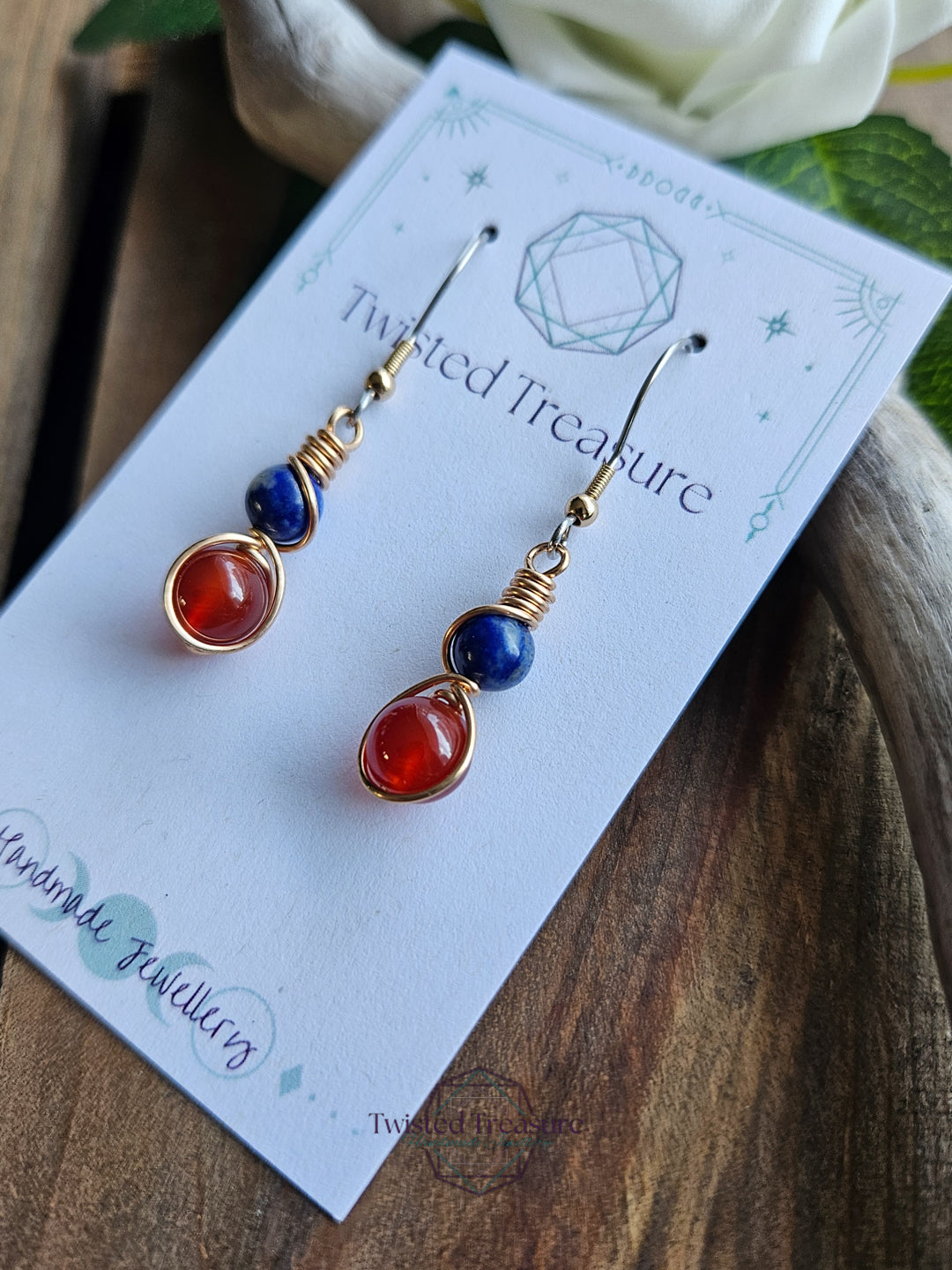 Bronze 'Alchemy' Earrings - Lapis & Carnelian
