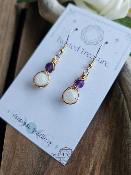 Bronze 'Alchemy' Earrings - Amethyst & Moonstone