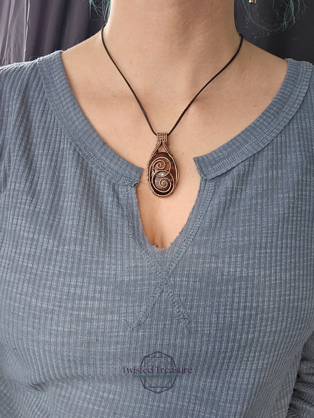 Red Tigers Eye and Copper Necklace