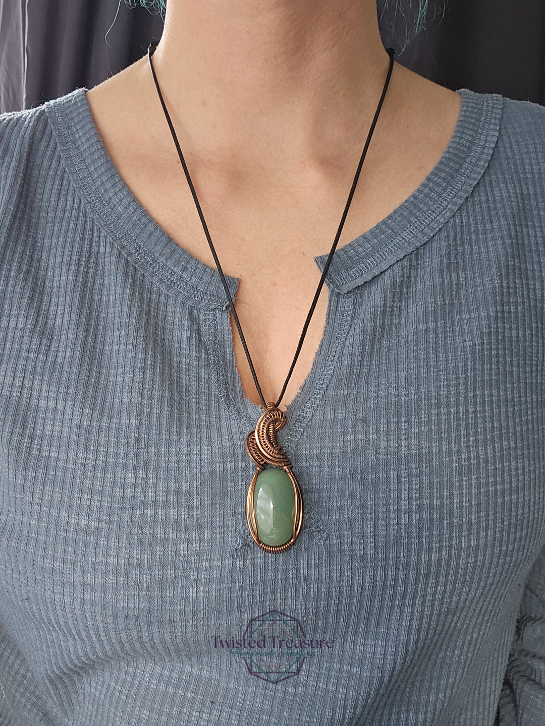 Green Aventurine and Copper Necklace