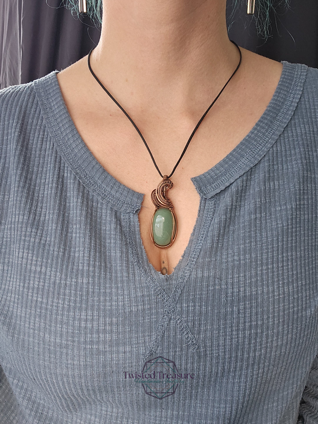 Green Aventurine and Copper Necklace