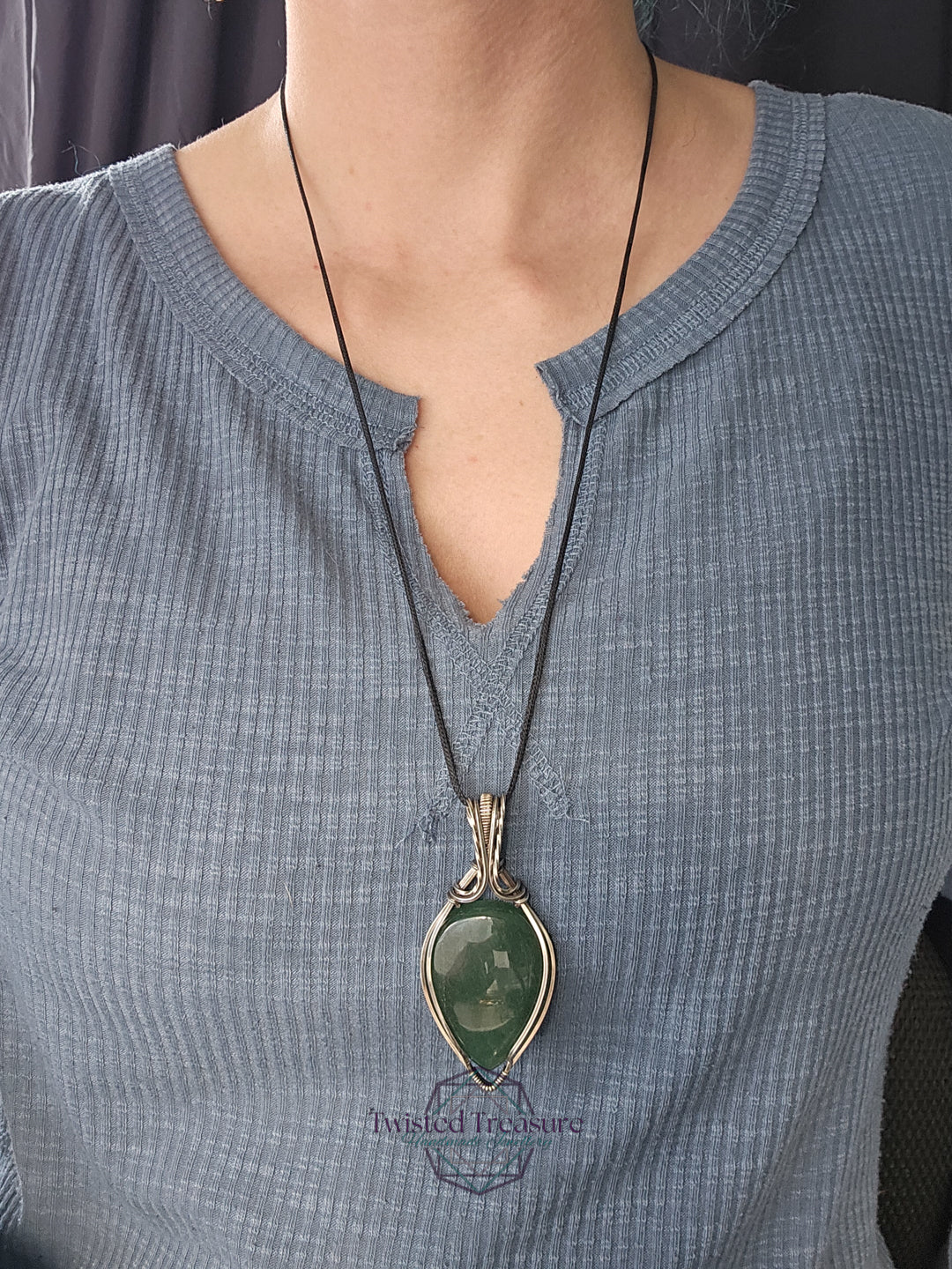 Green Aventurine and Silver Necklace