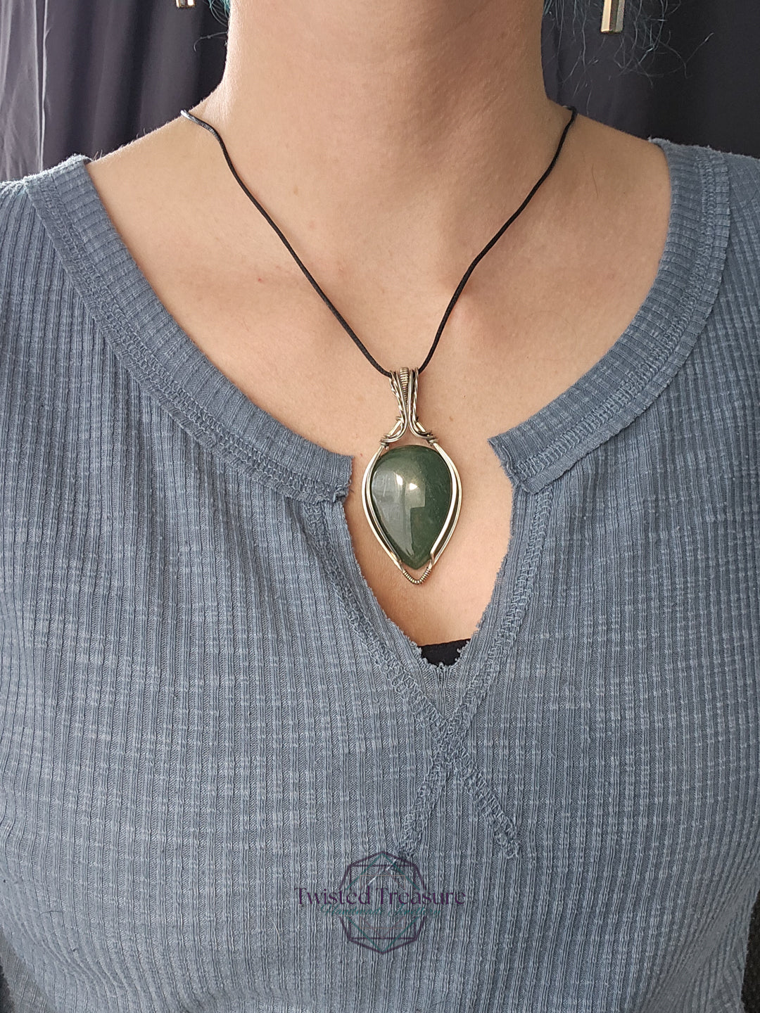 Green Aventurine and Silver Necklace