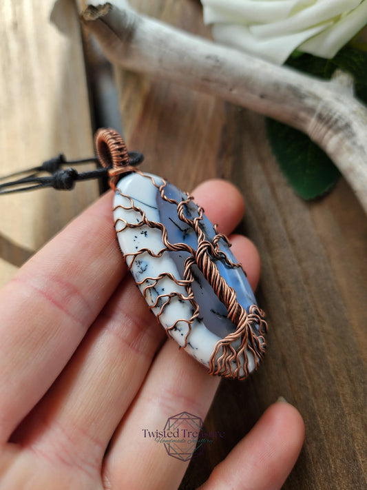 Dendritic Agate and Copper Tree Necklace