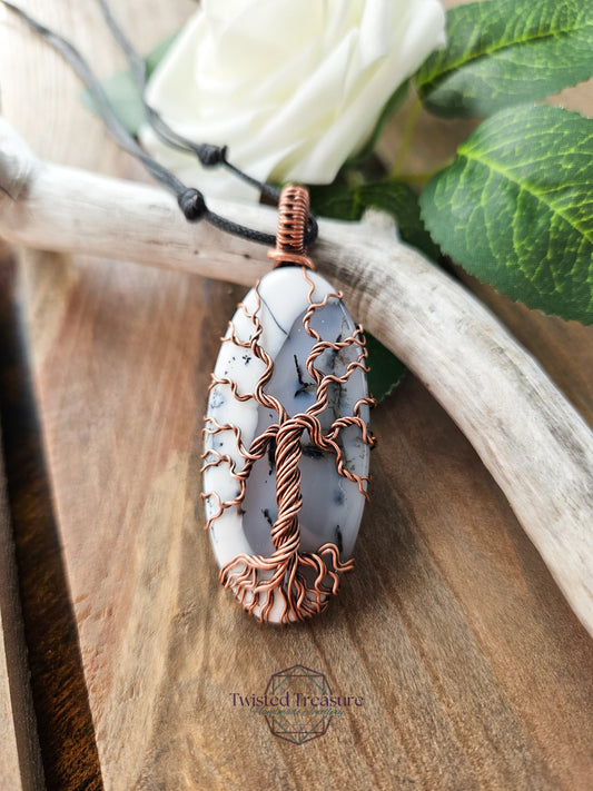 Dendritic Agate and Copper Tree Necklace