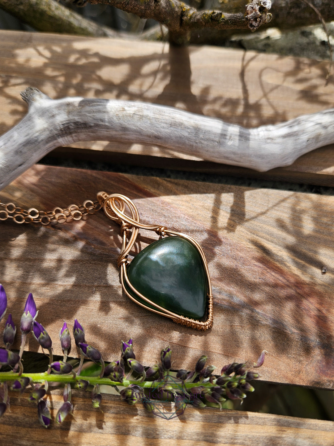 Nephrite Jade and Bronze Necklace