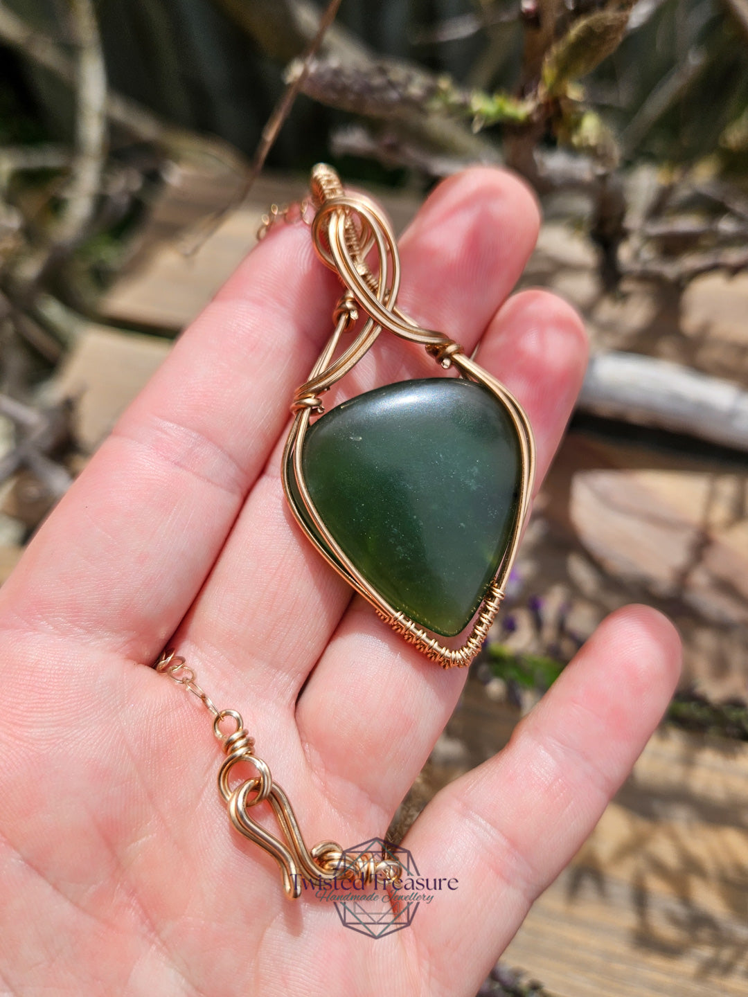Nephrite Jade and Bronze Necklace