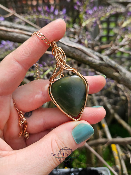Nephrite Jade and Bronze Necklace