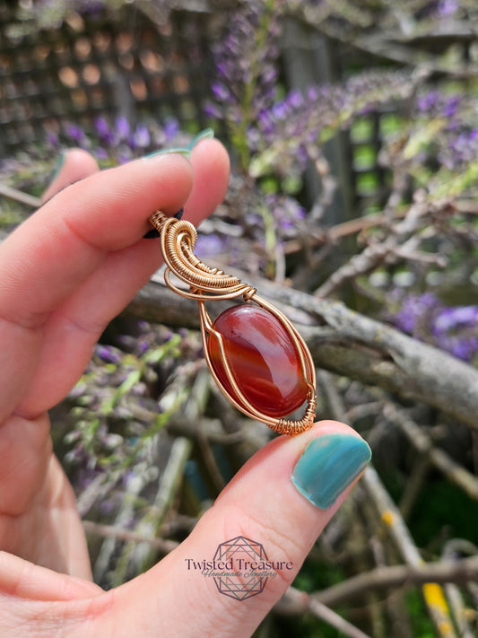 Carnelian Agate and Bronze Necklace
