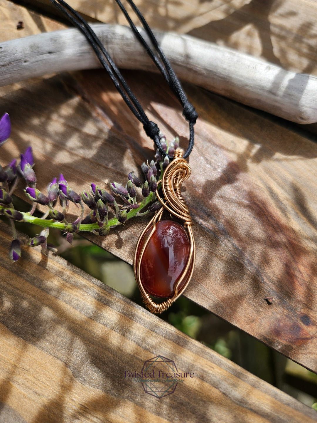 Carnelian Agate and Bronze Necklace