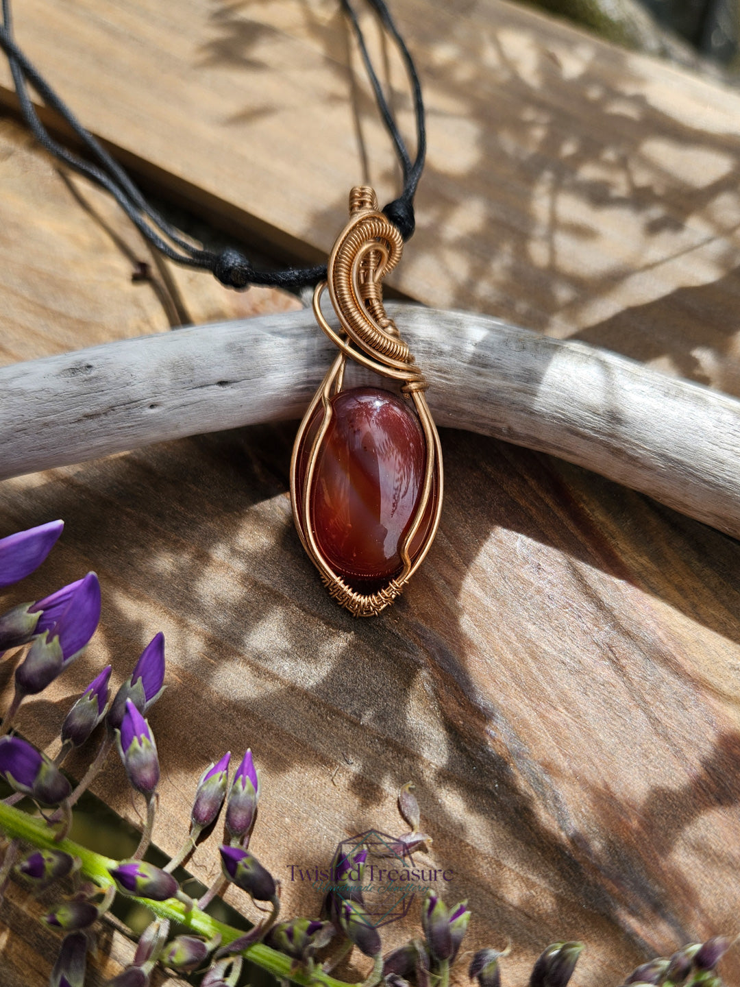 Carnelian Agate and Bronze Necklace