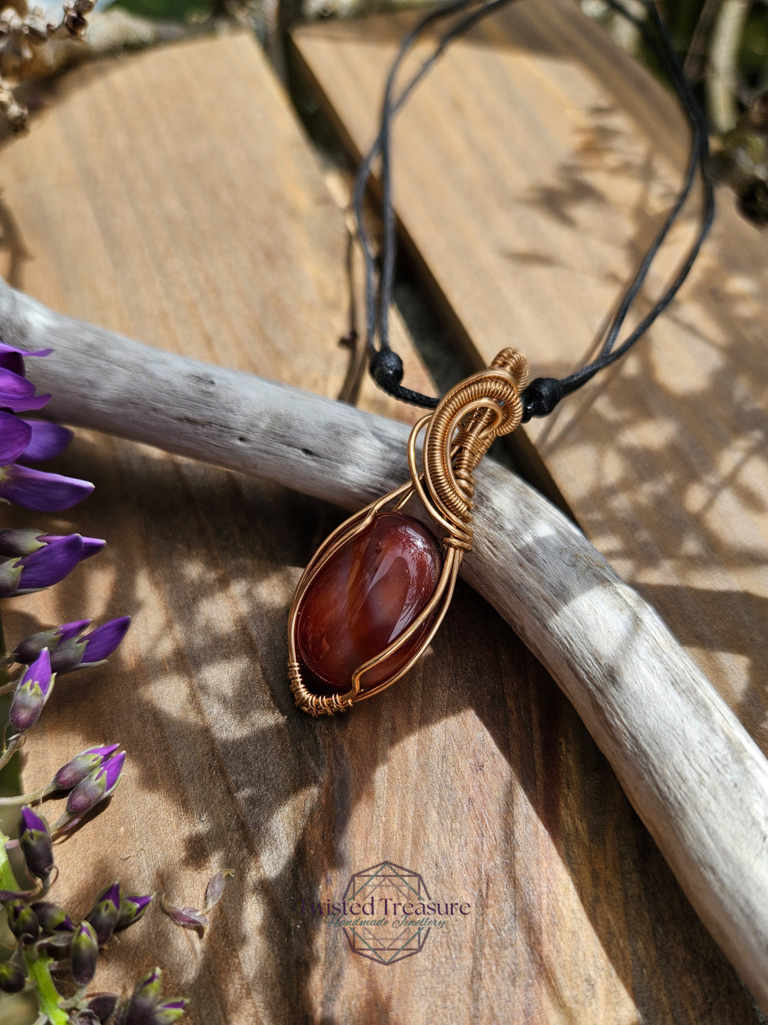 Carnelian Agate and Bronze Necklace