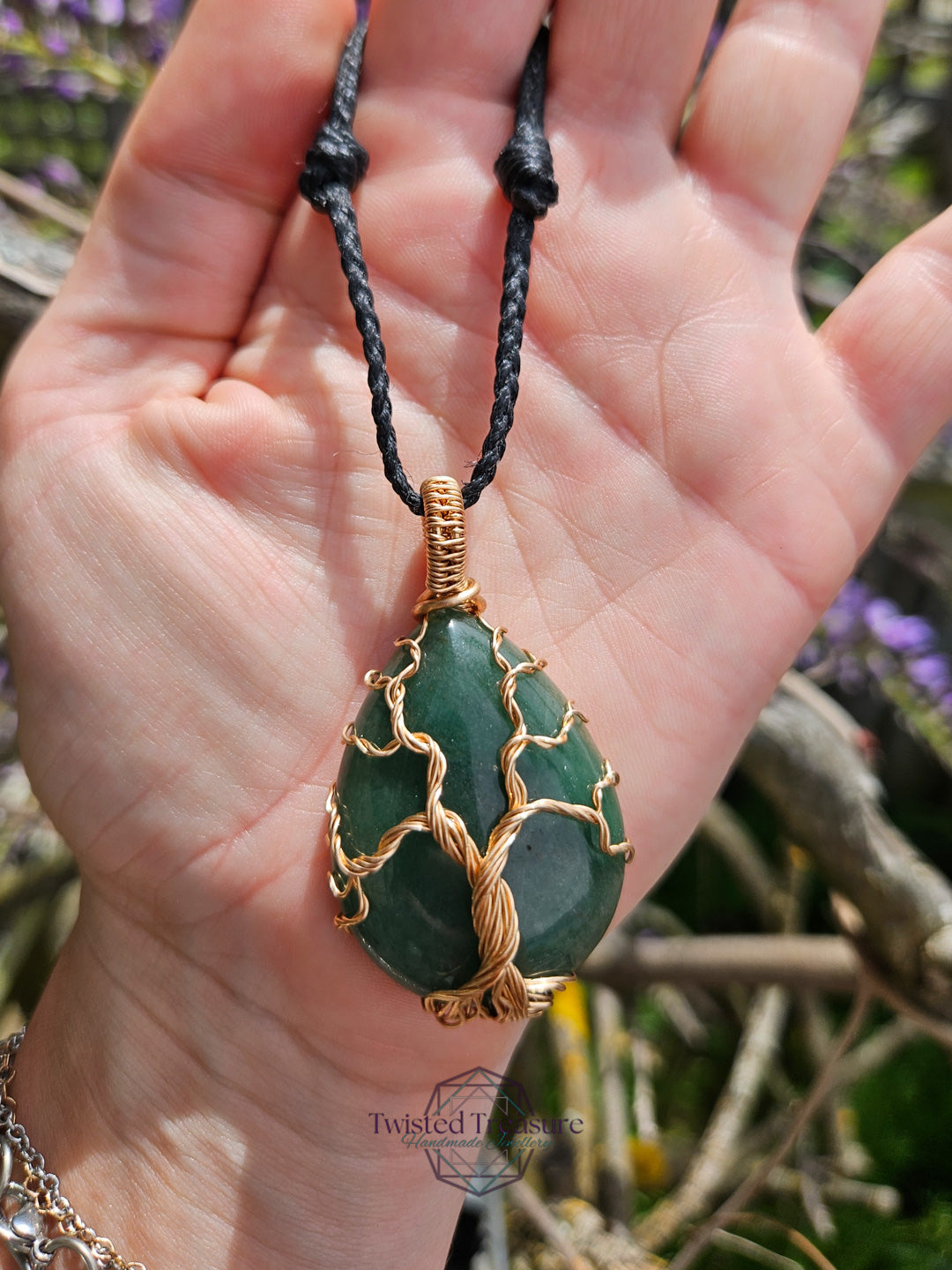 Green Aventurine and Bronze Tree Necklace