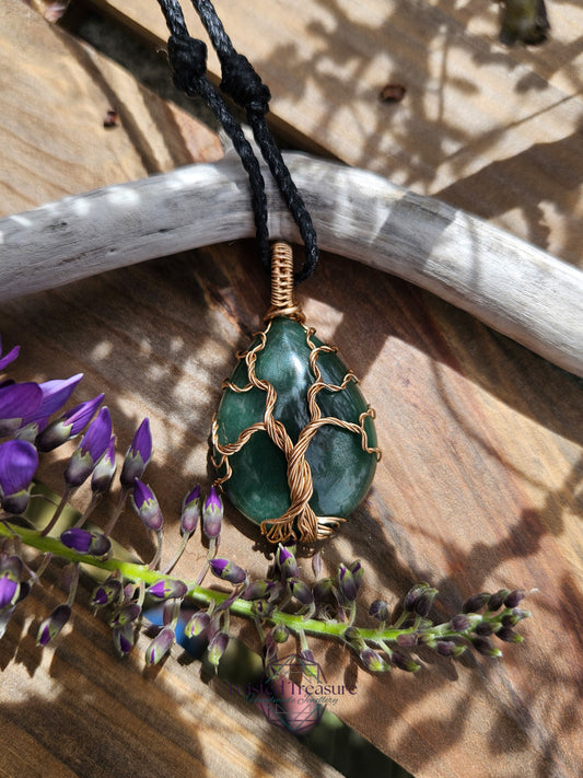 Green Aventurine and Bronze Tree Necklace