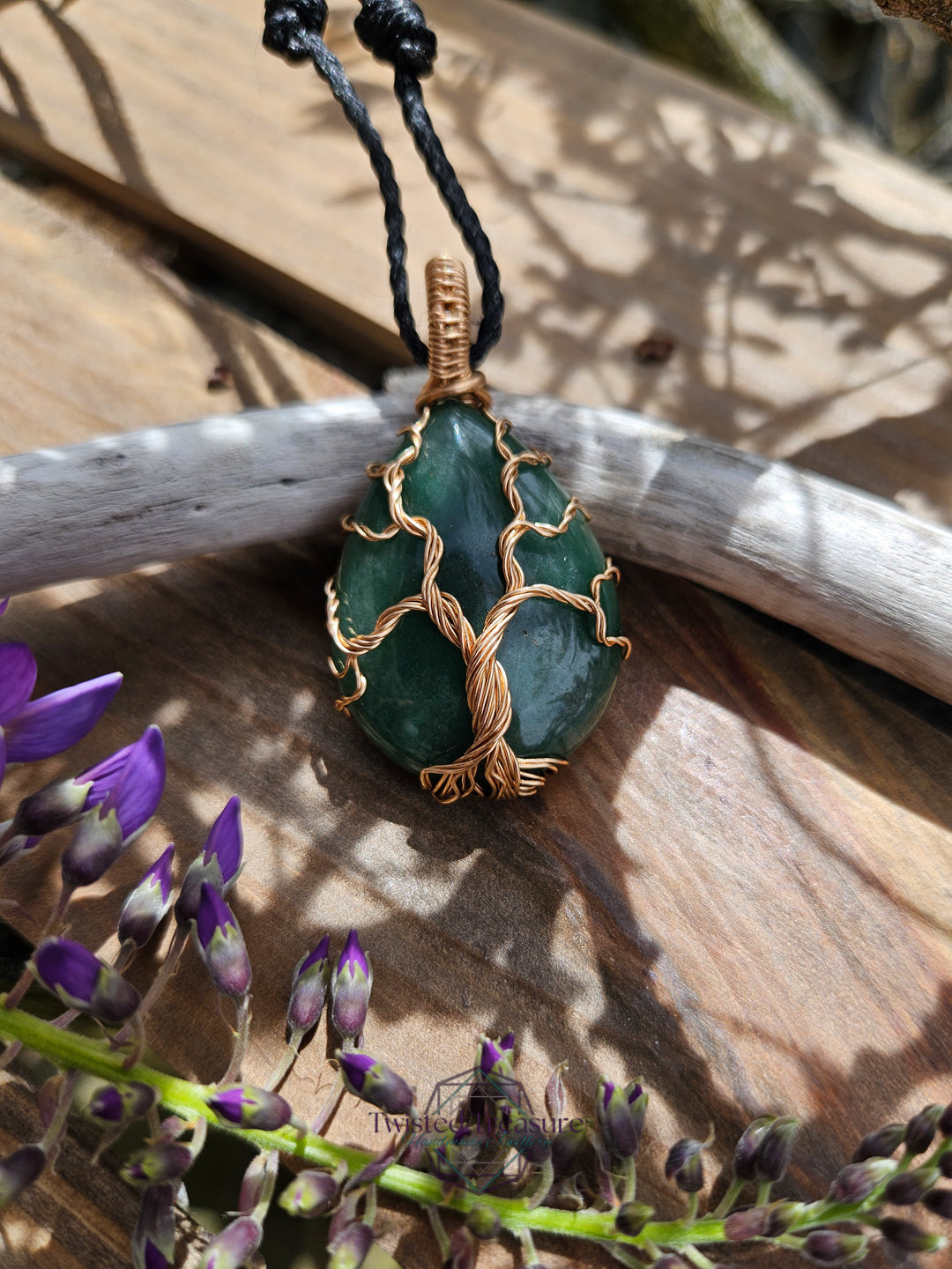 Green Aventurine and Bronze Tree Necklace