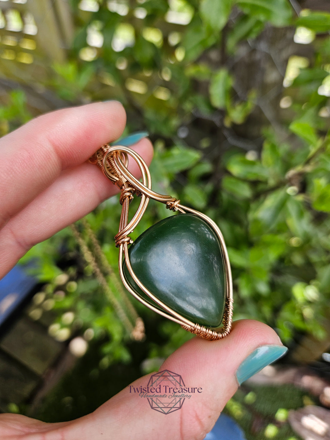 Nephrite Jade and Bronze Necklace
