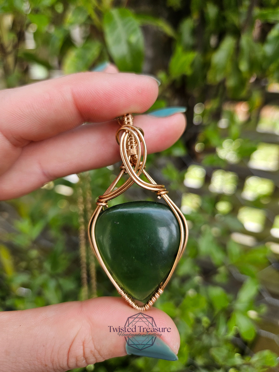 Nephrite Jade and Bronze Necklace