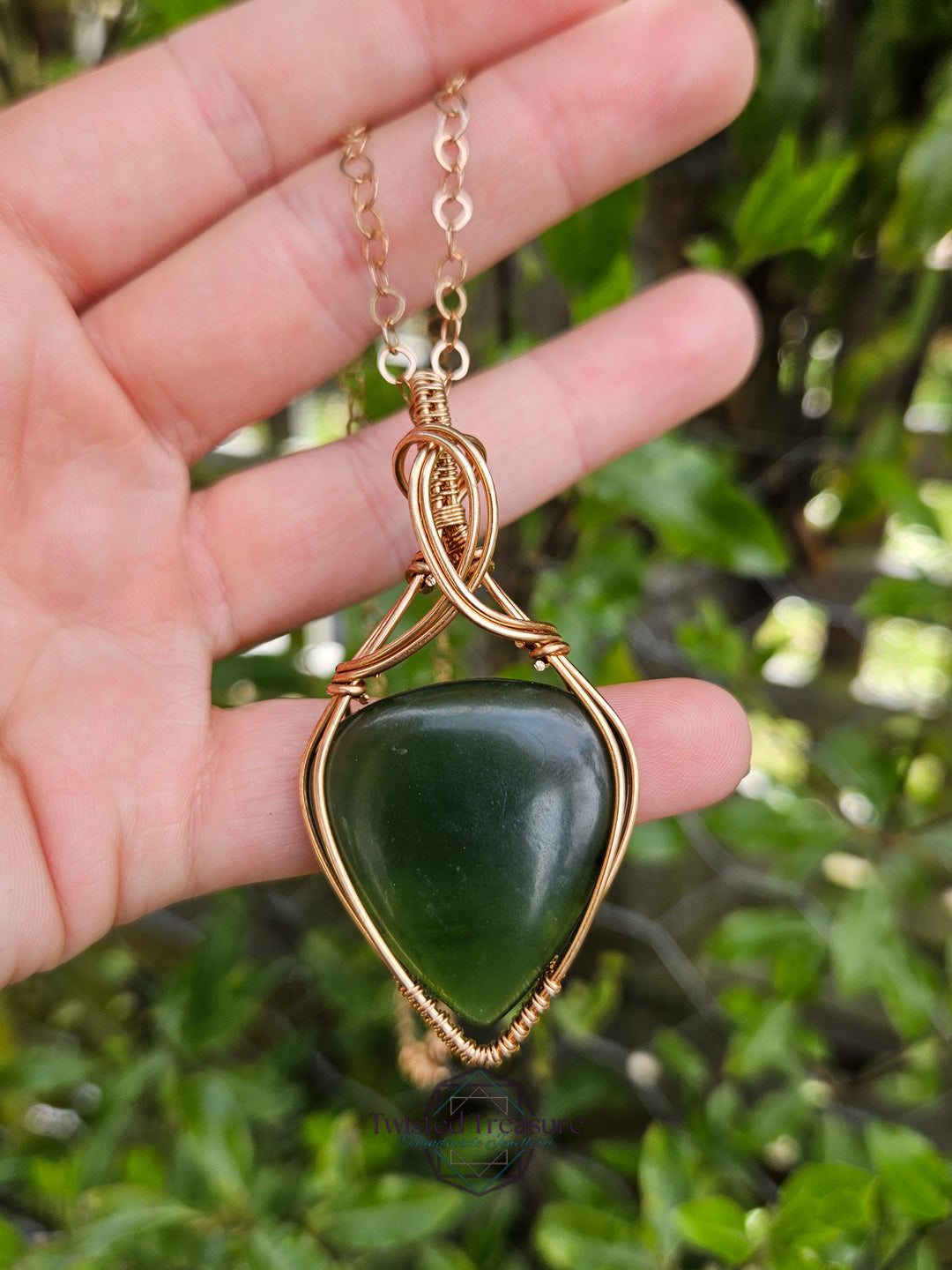 Nephrite Jade and Bronze Necklace